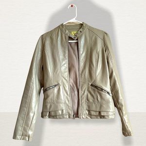 Maralyn & Me Beige Faux Leather Jacket